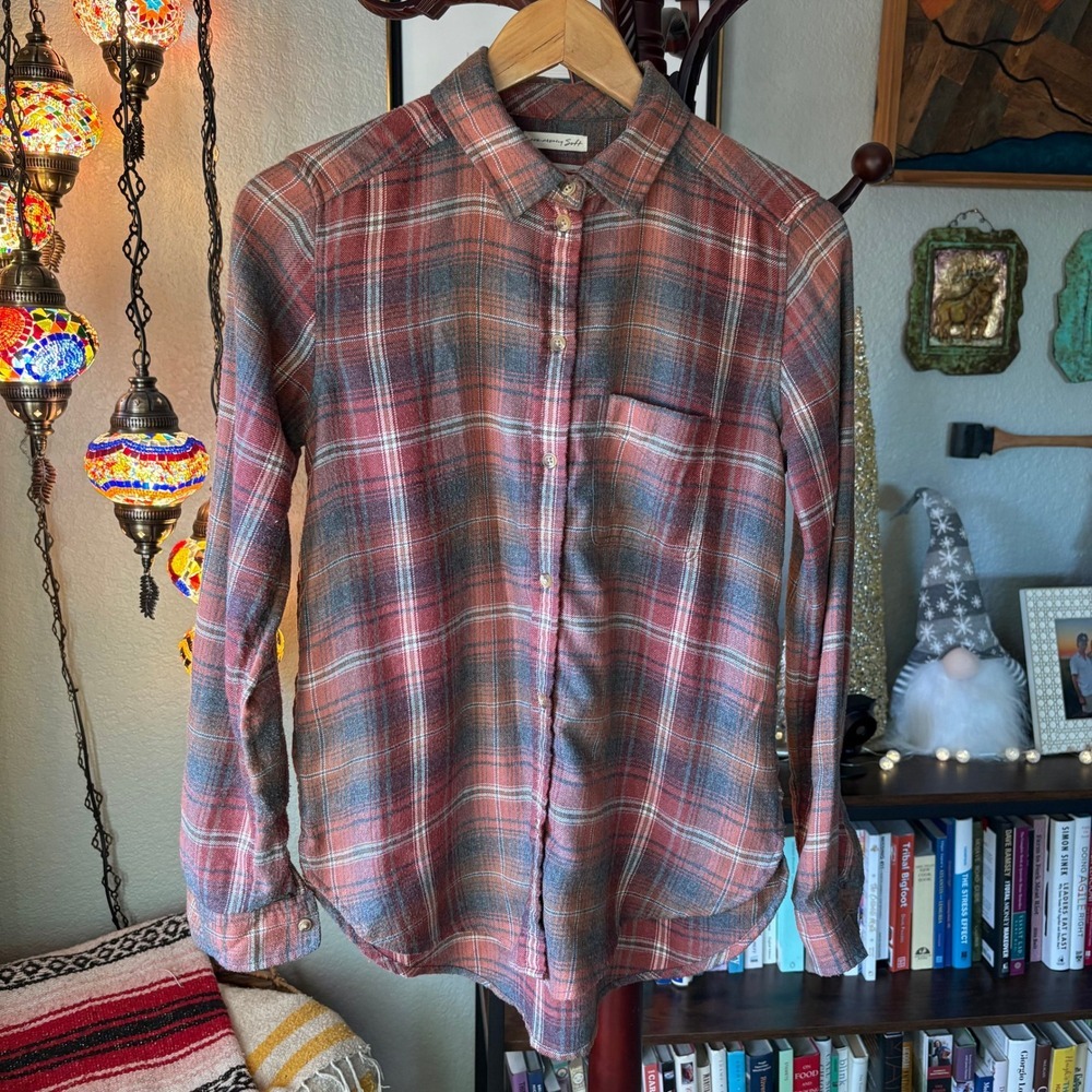 American Eagle Amazingly Soft Boyfriend Fit Plaid Flannel Shirt XS
